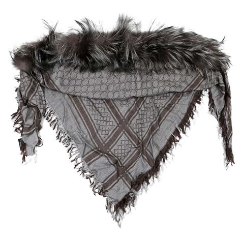 gucci cashmere shawl|gucci scarf with fur trim.